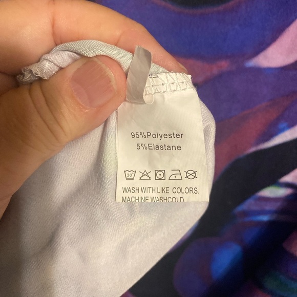 Psychedelic Artsy Sun Dress Sleeveless Maxi 2XL Blu Grn Pnk Stretch Effortless - Picture 5 of 10